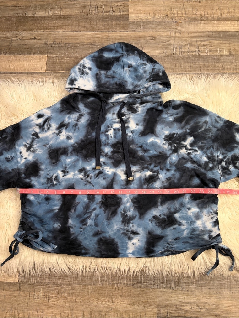 Laila Ali stretch cotton pullover ruched cinched tie dye pullover hoodie XL - Picture 6 of 13